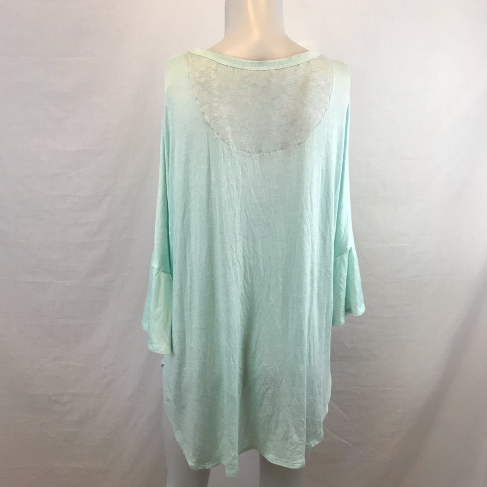 Mint Babydoll 3/4 Bell Sleeve Top - Picture 6 of 9